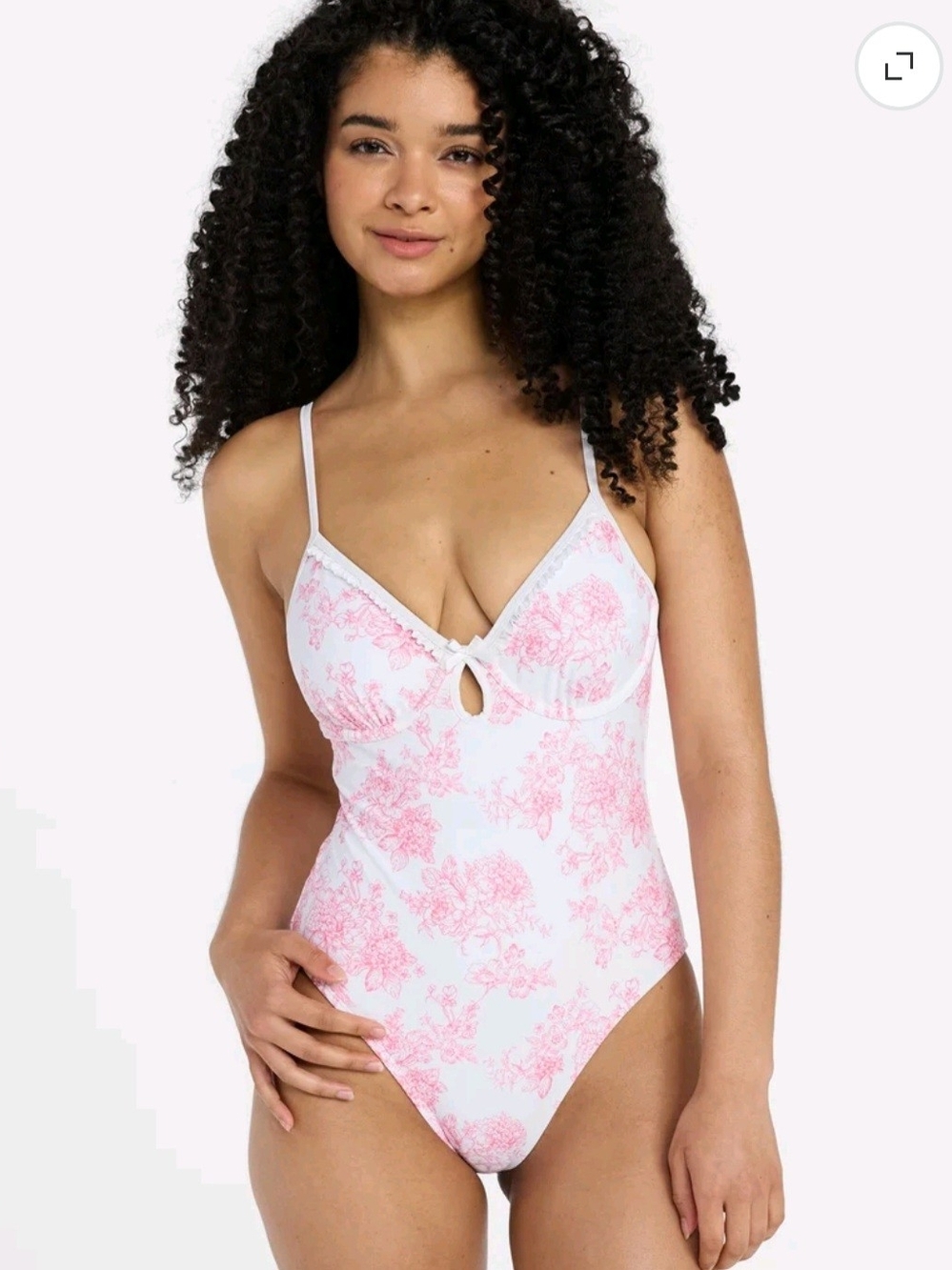NWT No Boundaries Underwire One-Piece Swimsuit Corsage Pink Vivid White XL 16-18
